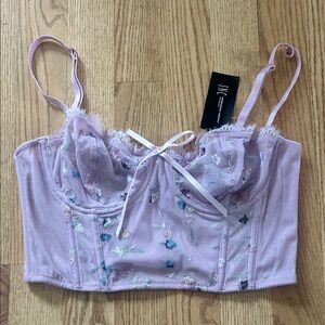New INC International Concepts Spring Lavender Floral Bustier cropped sz L